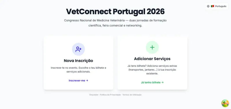 Página de inscrição pública de um evento na Orquester